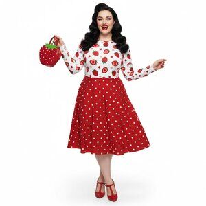 Strawberry Heart Long Sleeve Pin Up Dress